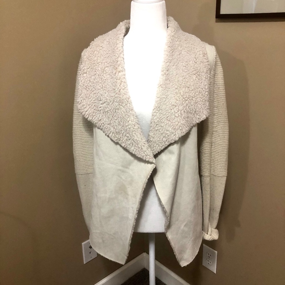 Fur collared cardigan